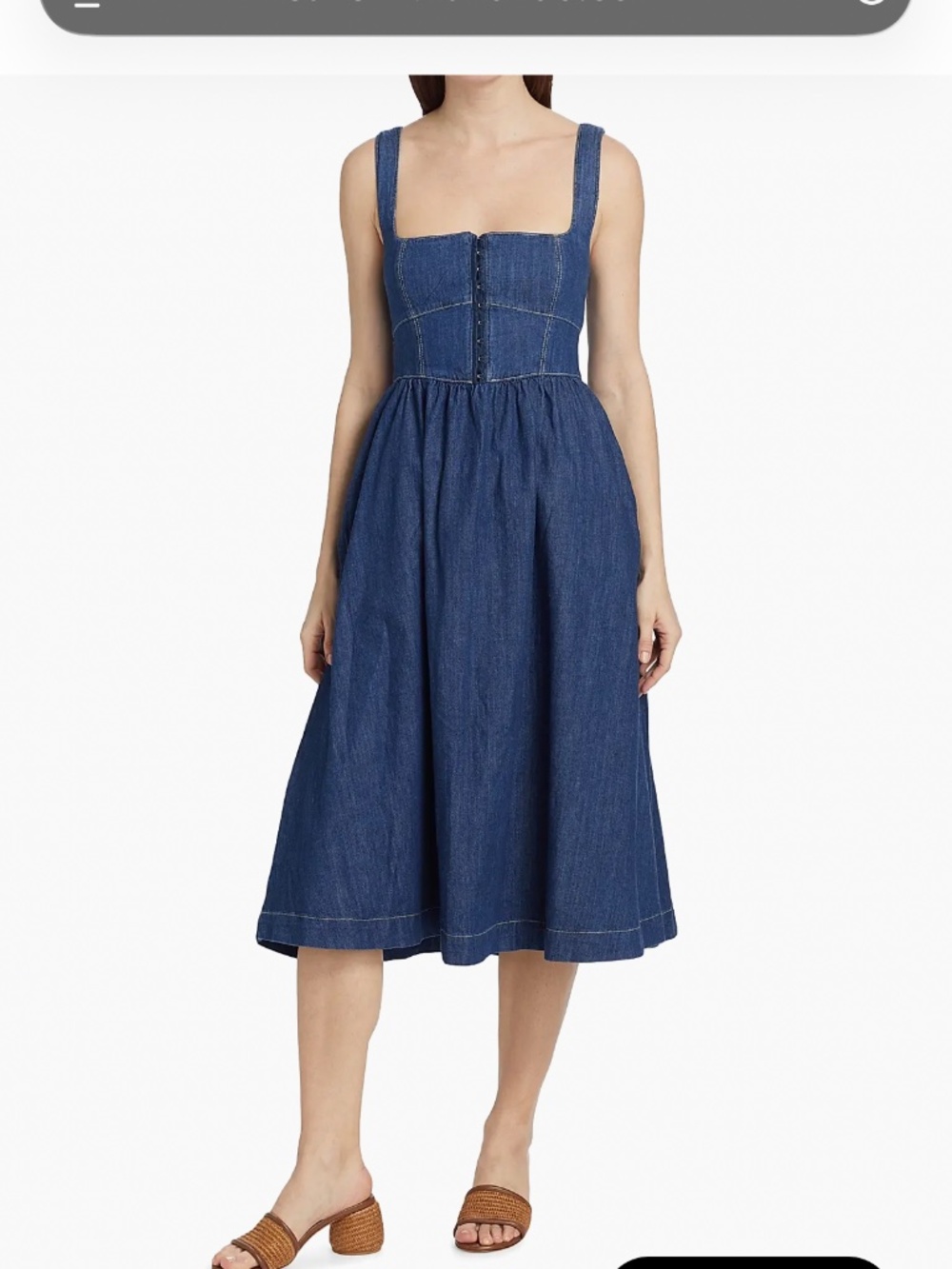 Reformation $218 Tagliatelle Denim Midi-Dress Size 4